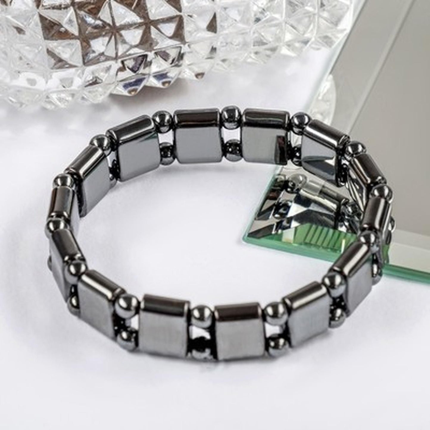 Unisex Stylish Magnetic Black Stone Bracelet
