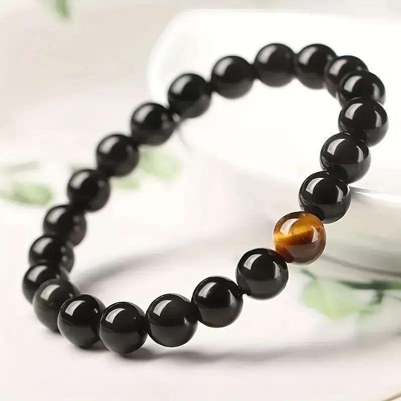 Black Tourmaline Bracelet (with Tiger Stone)