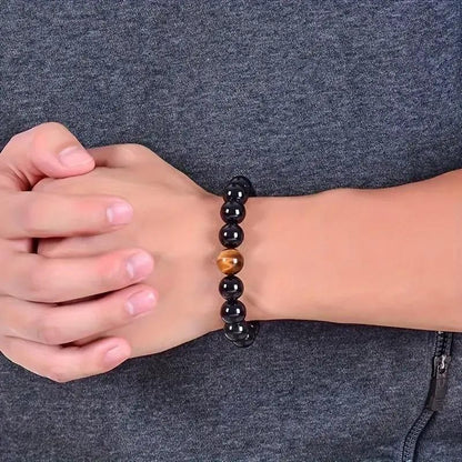 Black Tourmaline Bracelet (with Tiger Stone)