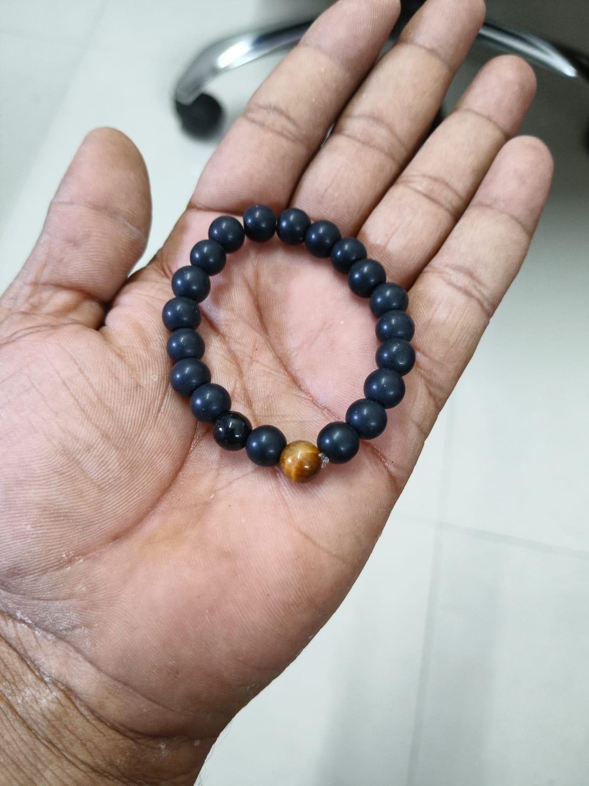 Black Tourmaline Bracelet (with Tiger Stone)