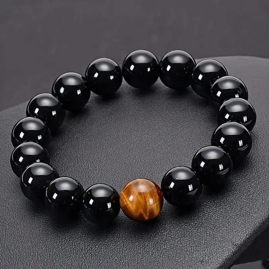 Black Tourmaline Bracelet (with Tiger Stone)