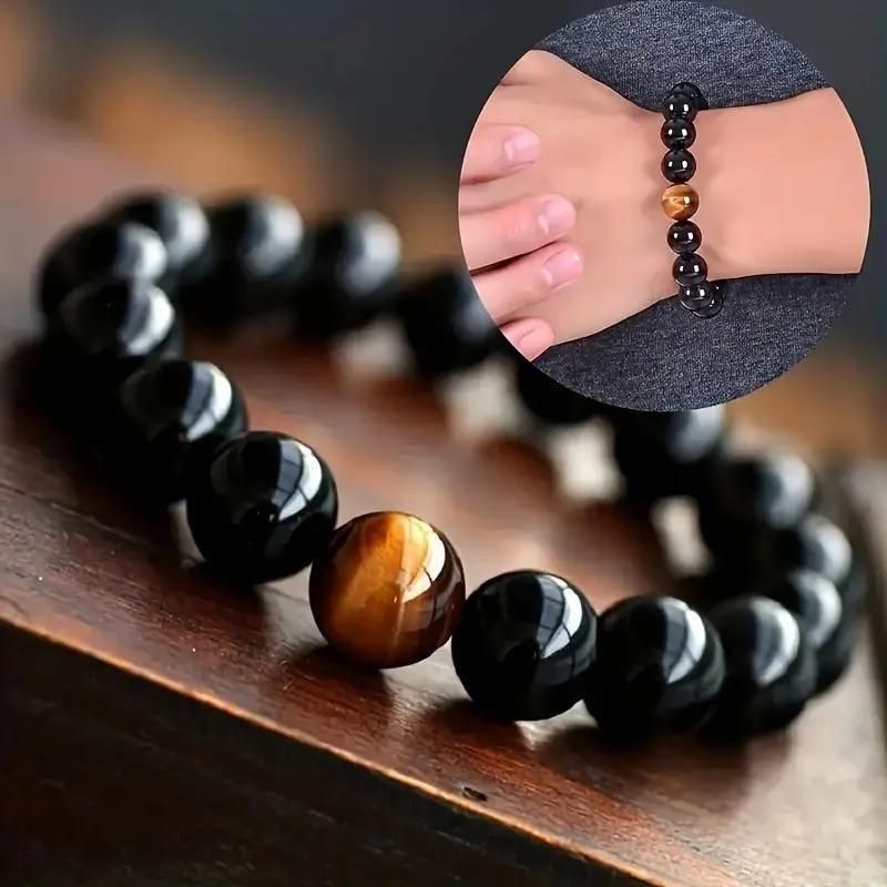 Black Tourmaline Bracelet (with Tiger Stone)