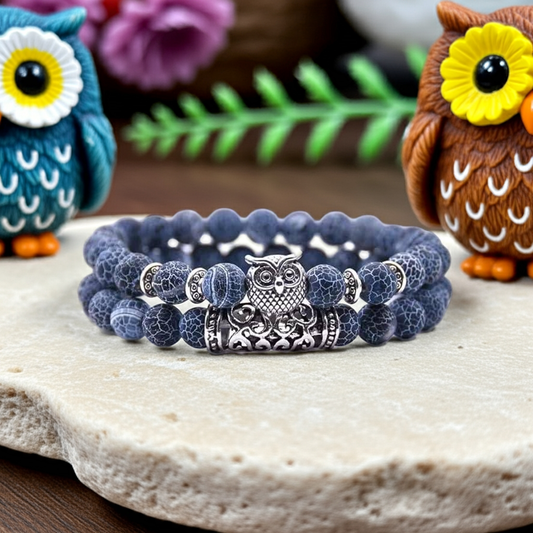 Natural Stone Owl Bracelet
