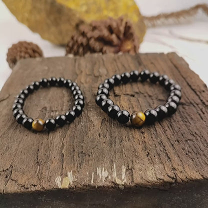 Black Tourmaline Bracelet (with Tiger Stone)